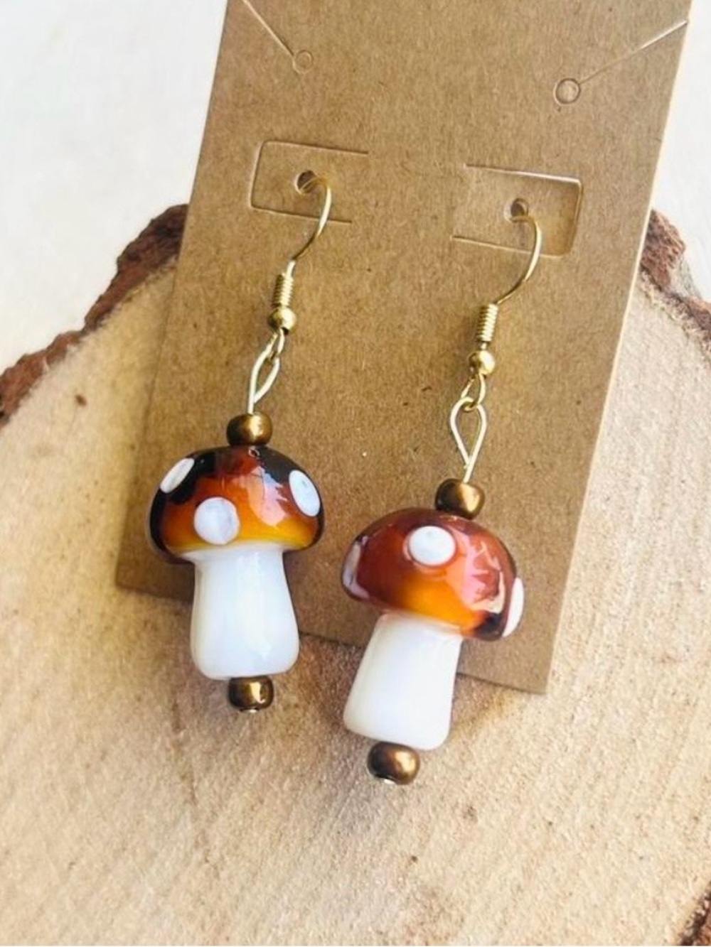 Mushroom Dangle Earrings Cottagecore Boho Witchy Jewelry